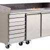 ATOSA EPF3480GR – Pizzakühltisch 2-türig mit 7 Teigschubladen | Granitplatte | -2 bis +8 °C