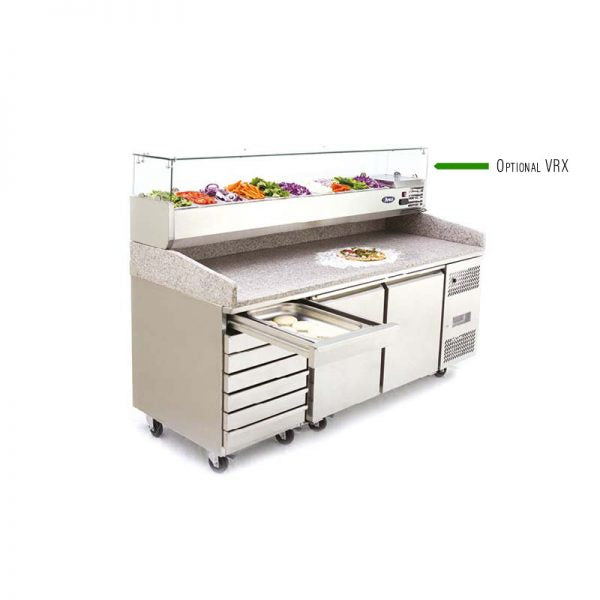 ATOSA EPF3480GR – Pizzakühltisch 2-türig mit 7 Teigschubladen | Granitplatte | -2 bis +8 °C