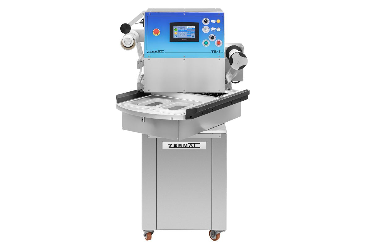 ZERMAT TB5 – Profi-Schalensiegelmaschine für hohe Leistung (Vakuum, MAP & Skin)